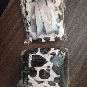 Cow Print ID Badge Holder & Matching Steering Wheel Cover Car Accessories Set